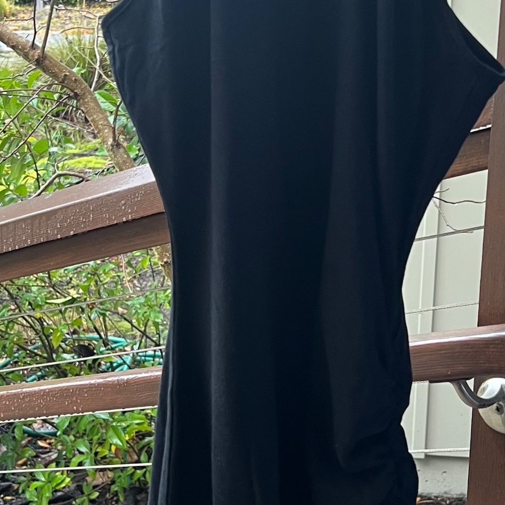 Pam and Gela Long Spandex Dress- Black- Ruched On One Side. - Picture 6 of 11
